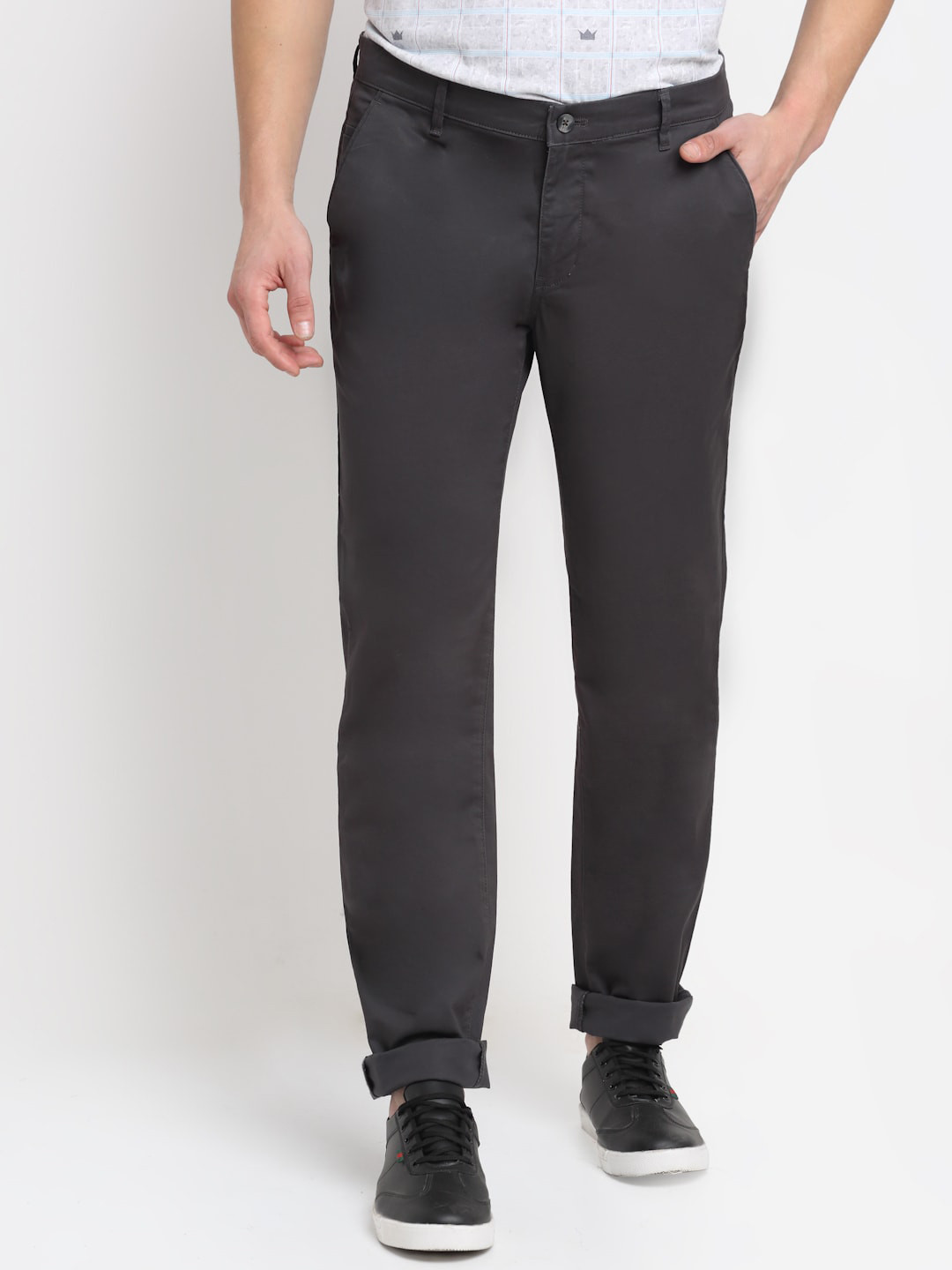 

Cantabil Men Grey Regular Fit Original Cotton Trousers