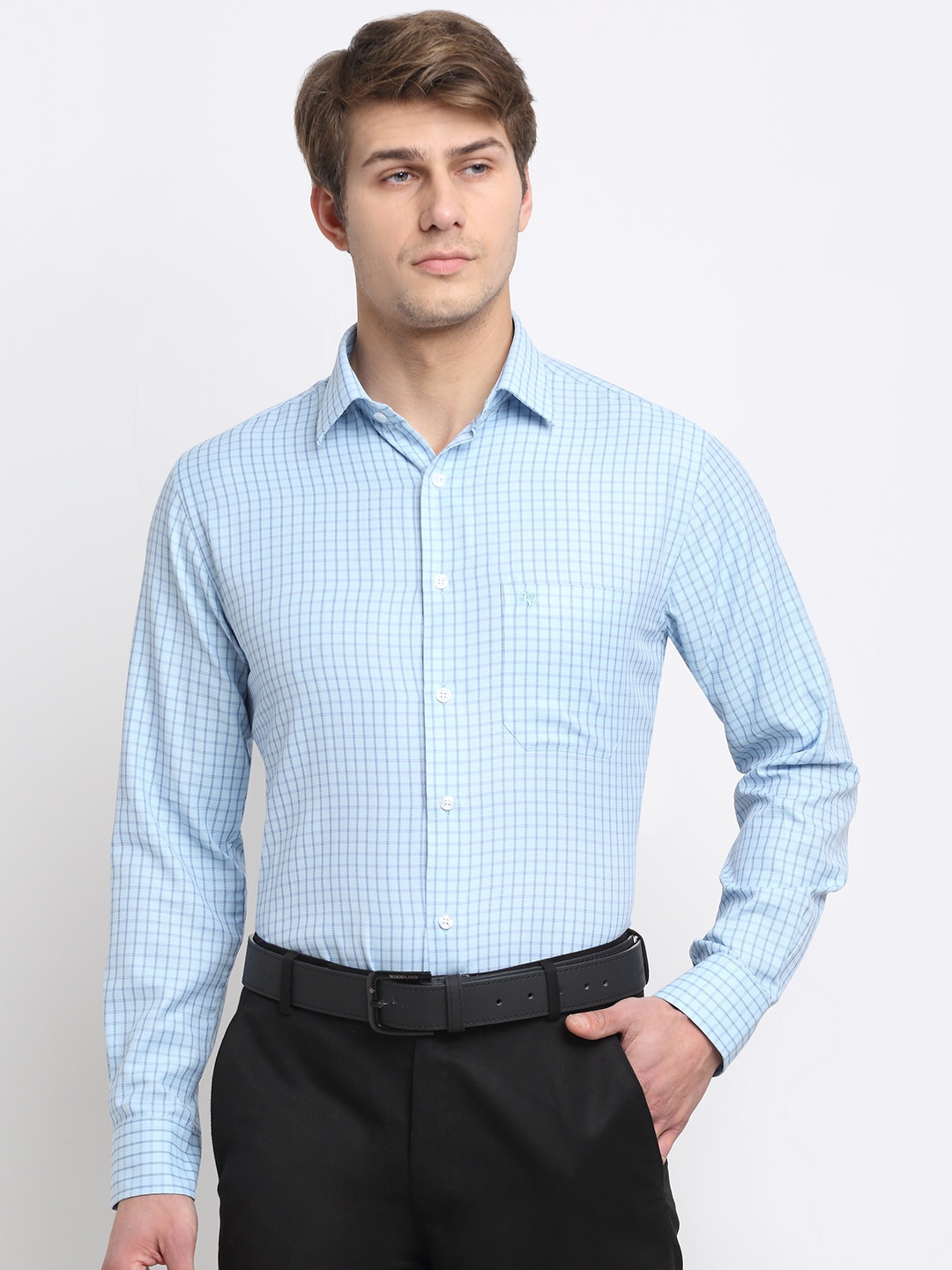 

Cantabil Men Blue Original Checked Regular Fit Formal Shirt