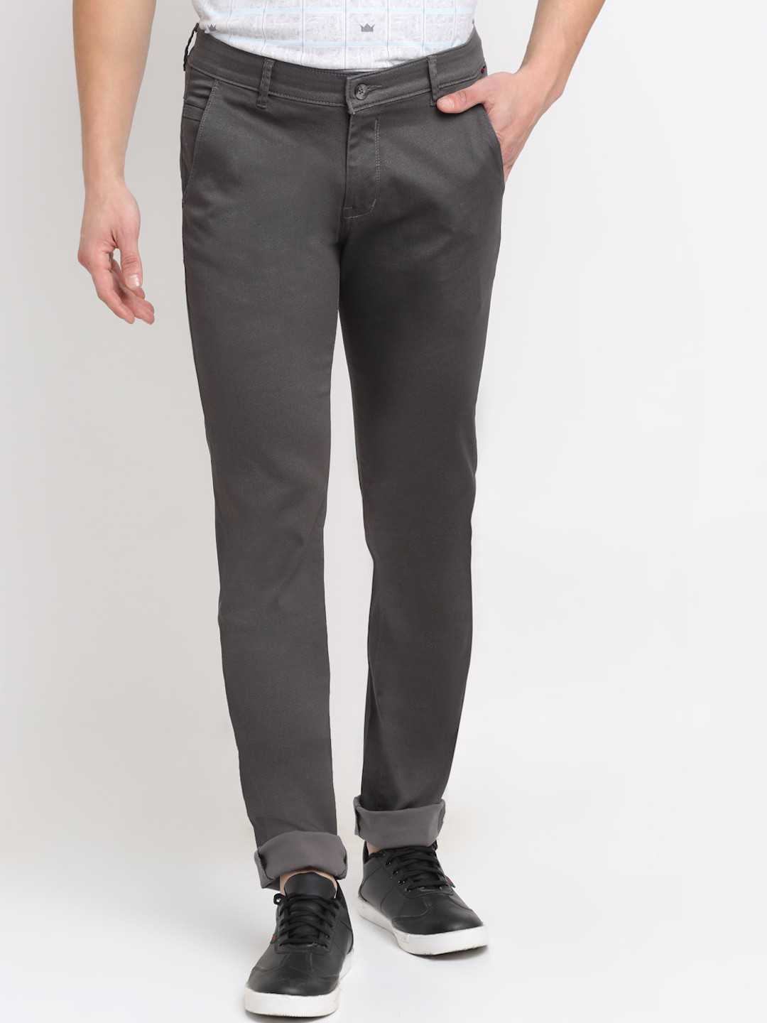 

Cantabil Men Grey Original Pure Cotton Regular Fit Trousers