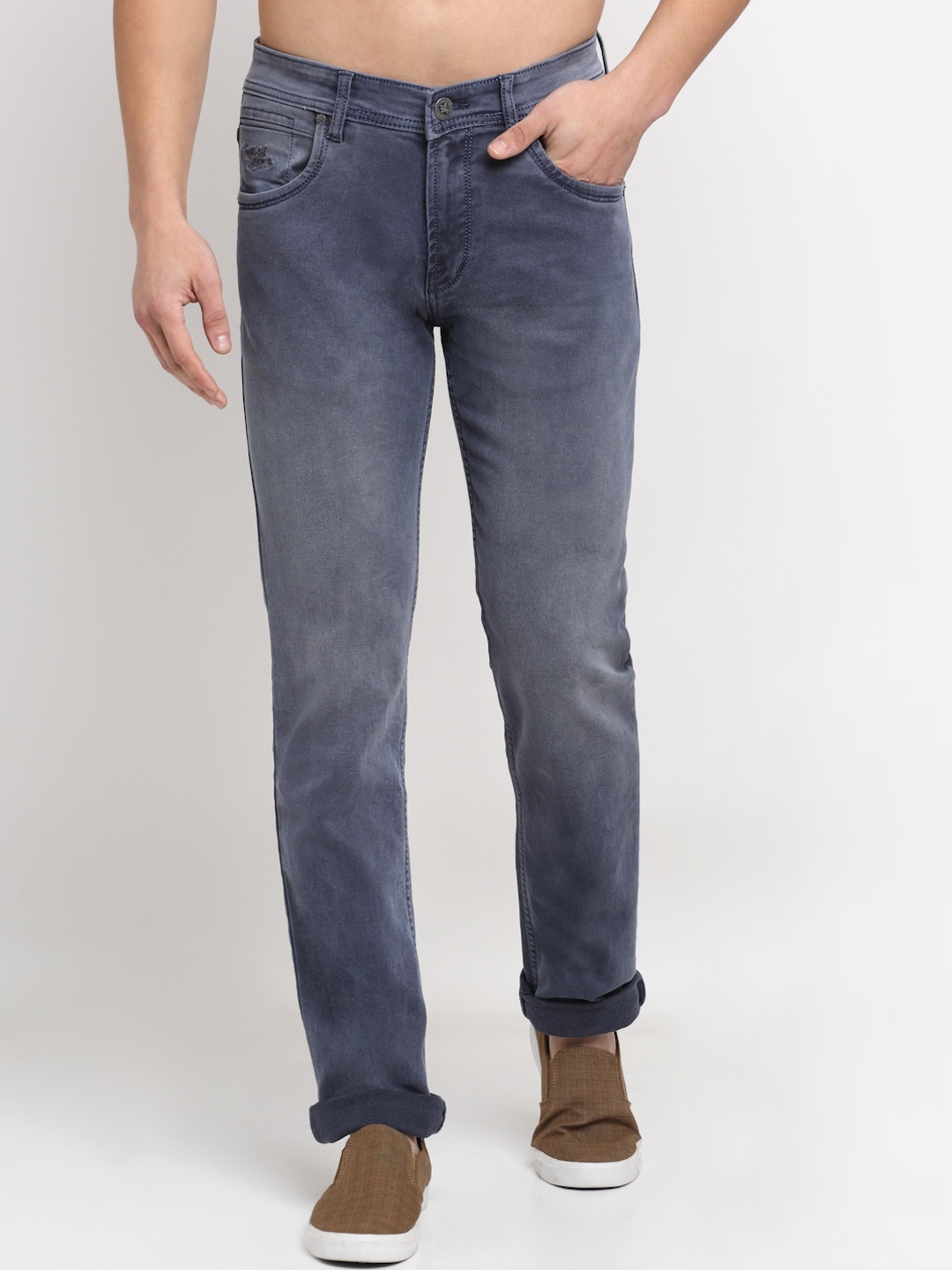

Cantabil Men Grey Jean Heavy Fade Stretchable Pure Cotton Jeans