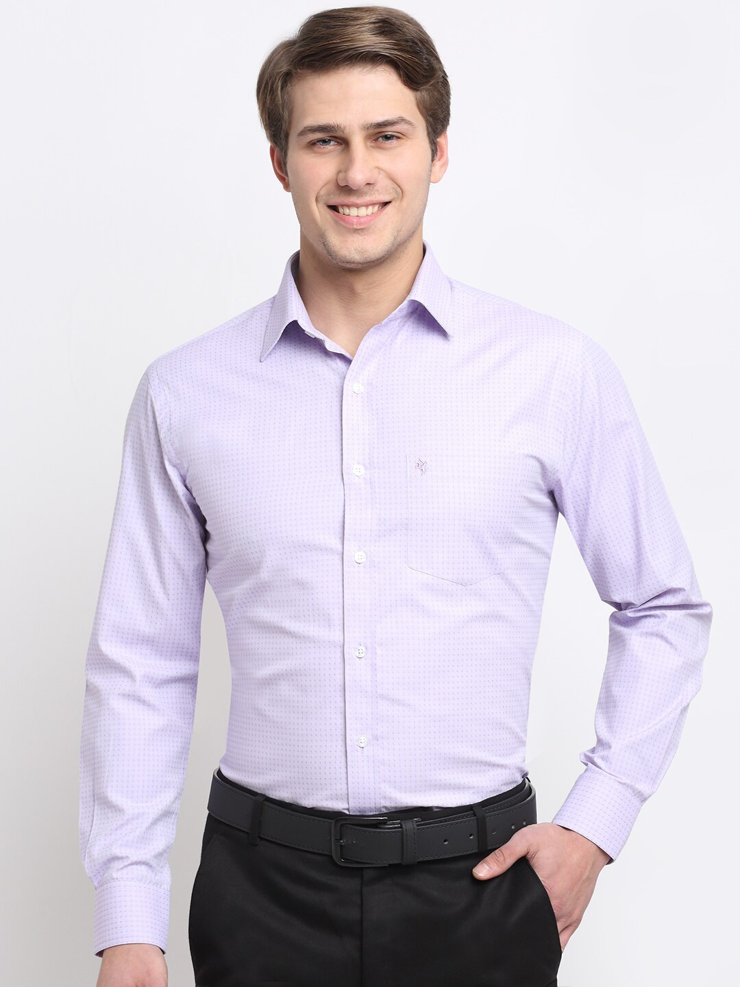 

Cantabil Men Purple Original Printed Pure Cotton Casual Shirt