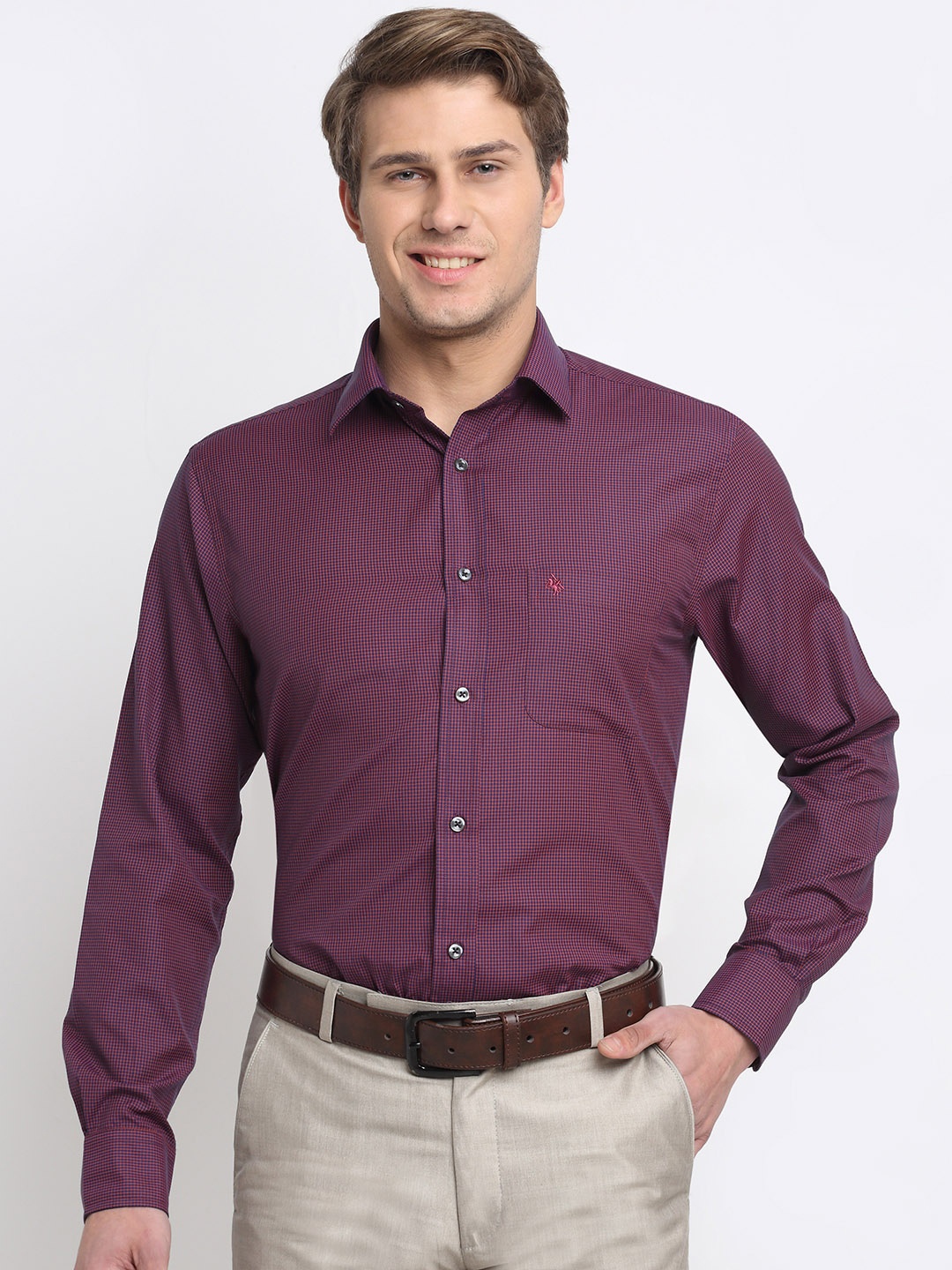 

Cantabil Men Maroon Original Checked Formal Shirt