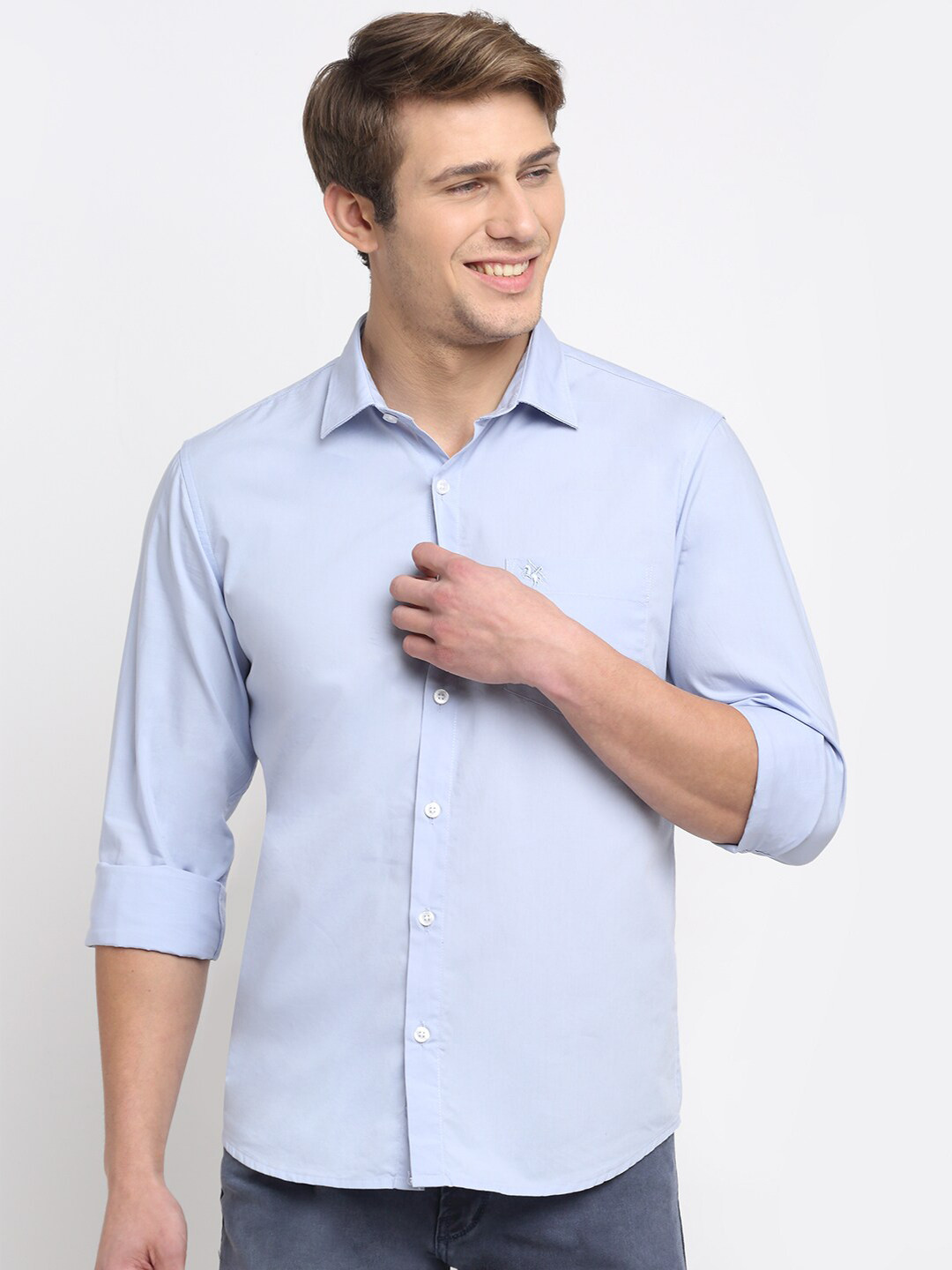 

Cantabil Men Blue Original Pure Cotton Casual Shirt