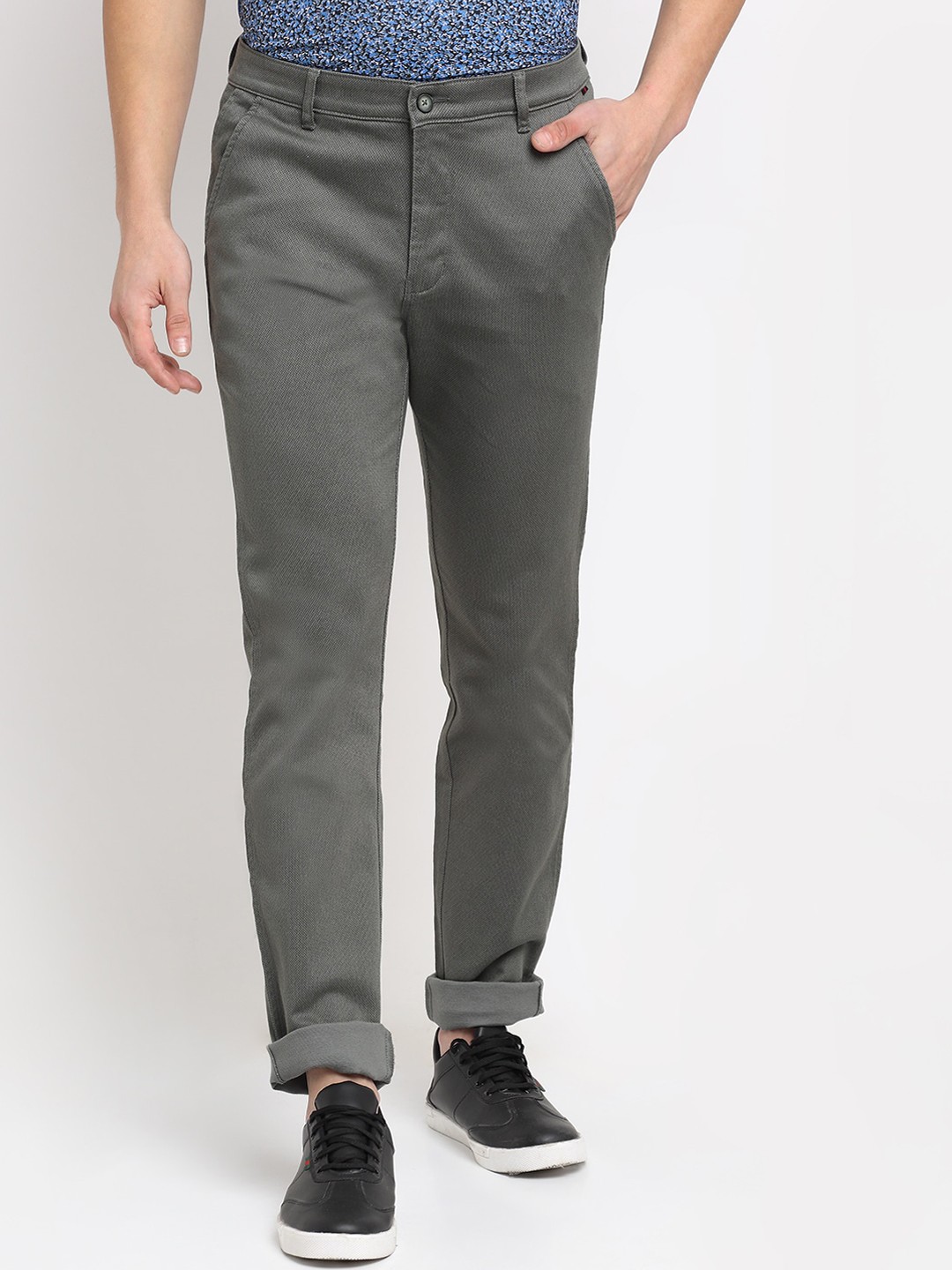 

Cantabil Men Olive Green Original Pure Cotton Trousers