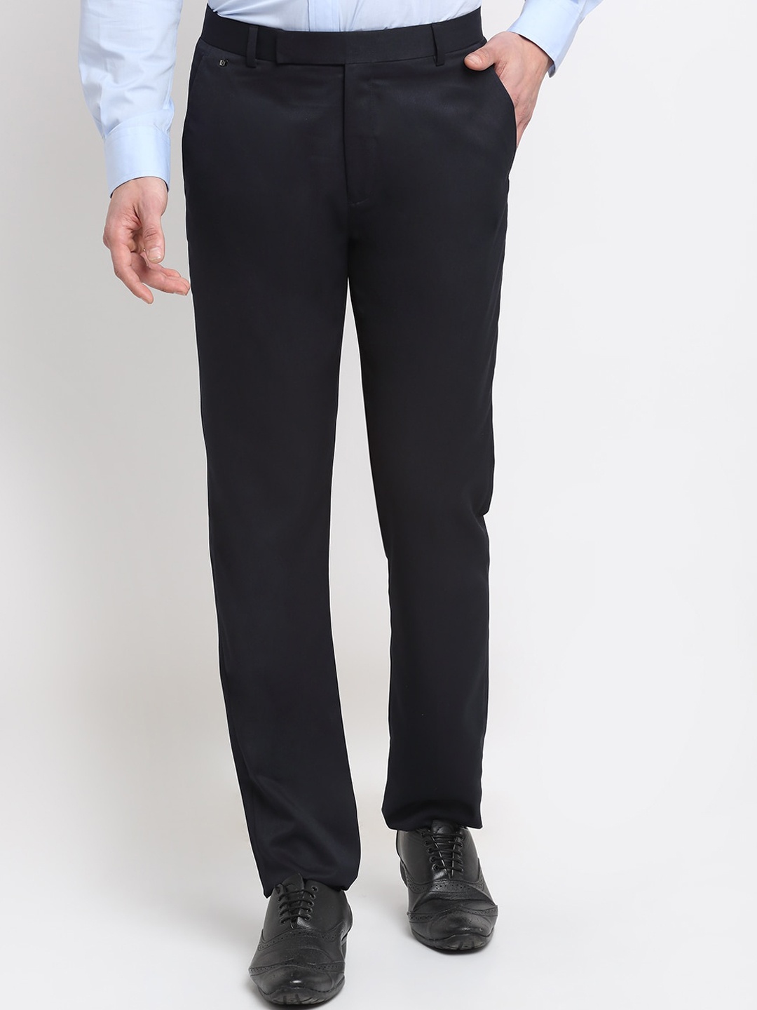 

Cantabil Men Navy Blue Regular Fit Original Cotton Trousers