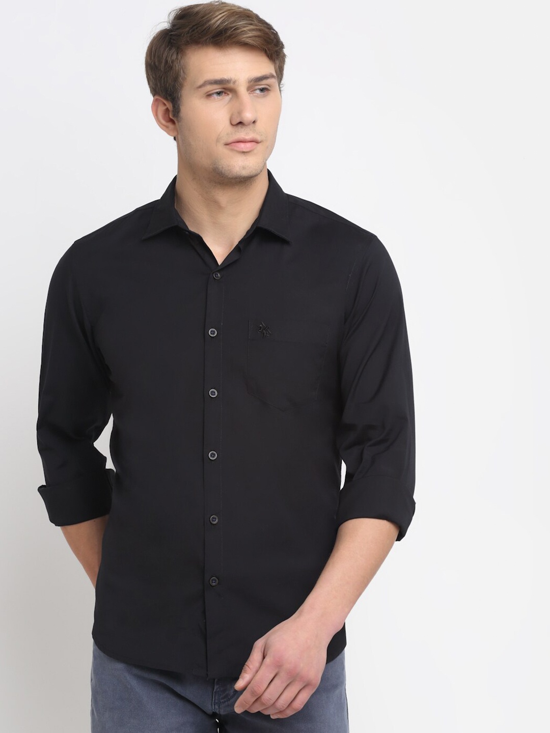 

Cantabil Men Black Pure Cotton Casual Shirt