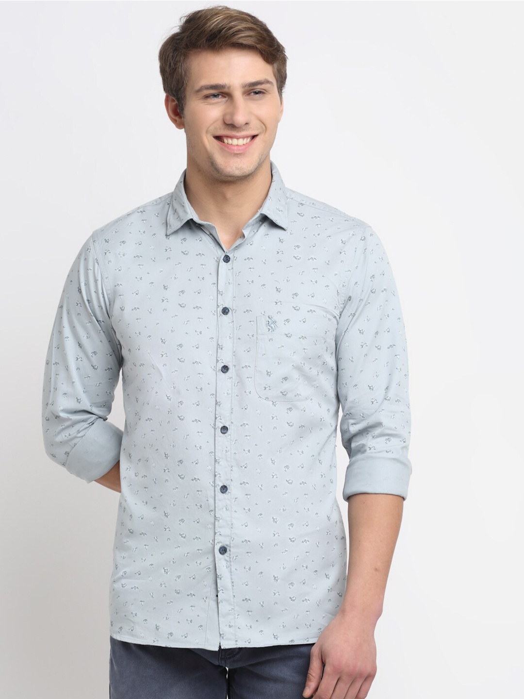 

Cantabil Men Grey Original Printed Casual Shirt