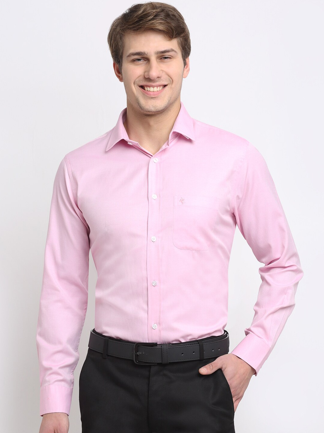 

Cantabil Men Pink Pure Cotton Formal Shirt