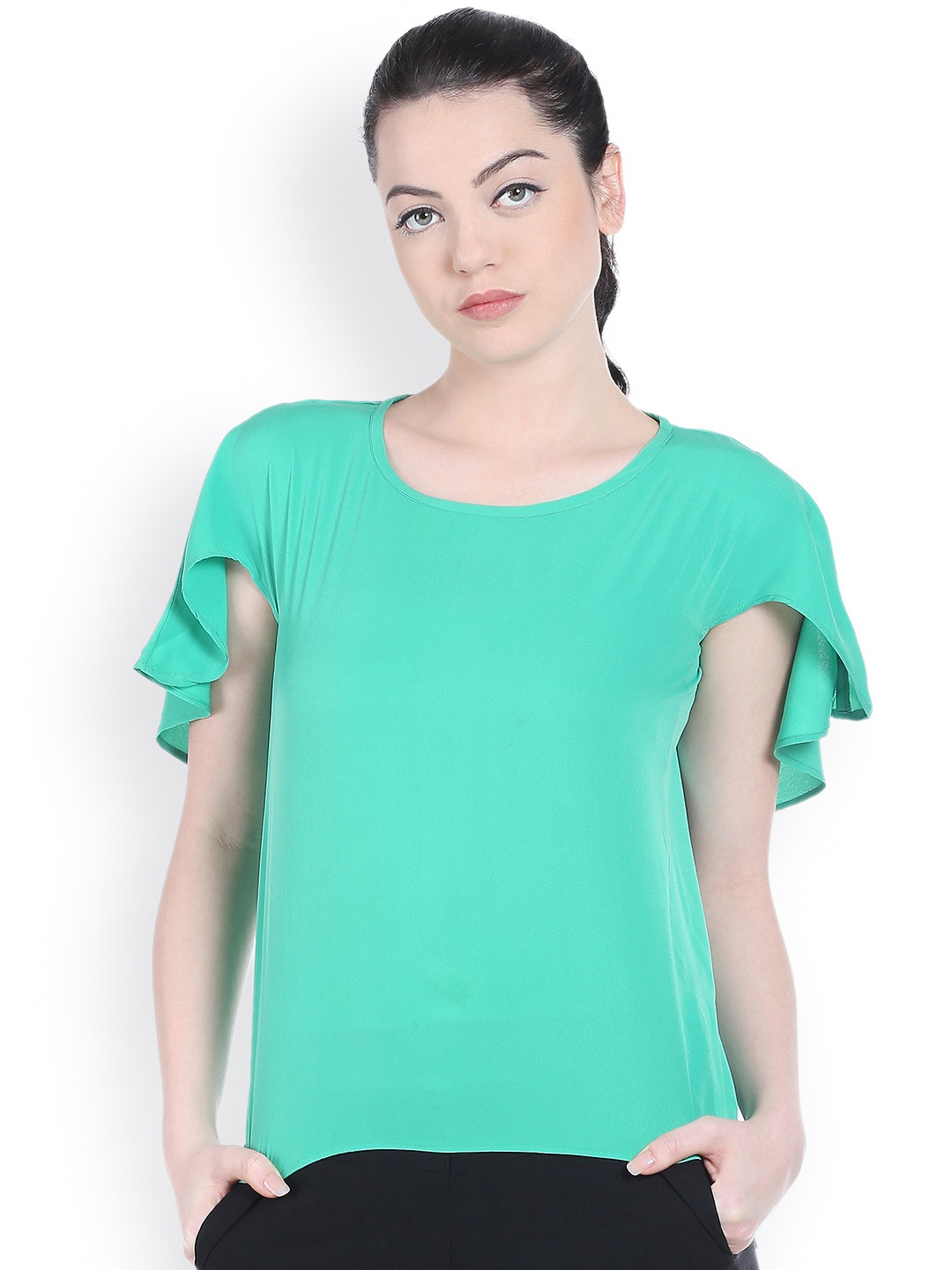 

Style Quotient Women Sea Green Cape Top