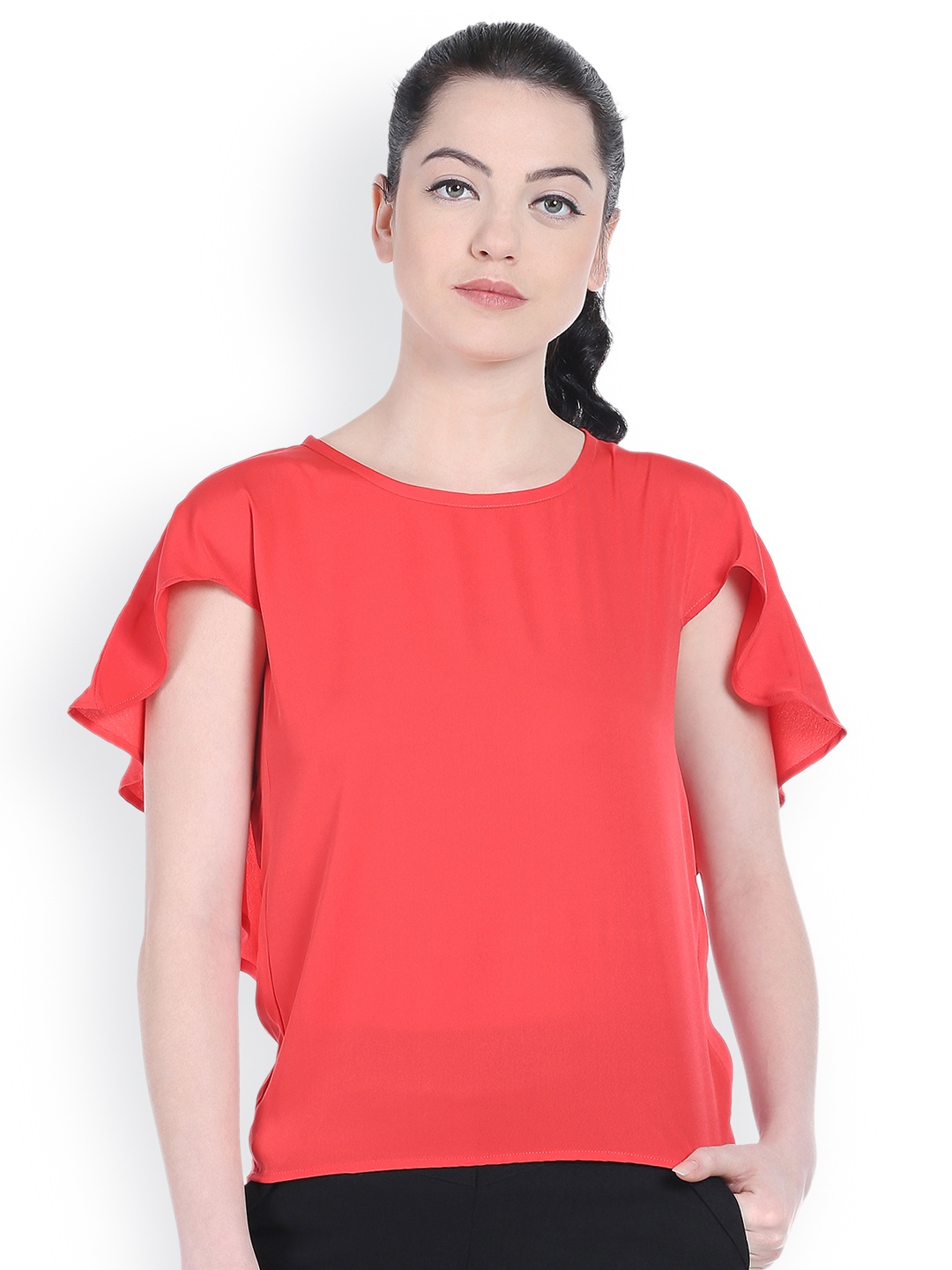 

Style Quotient Women Red Cape Top