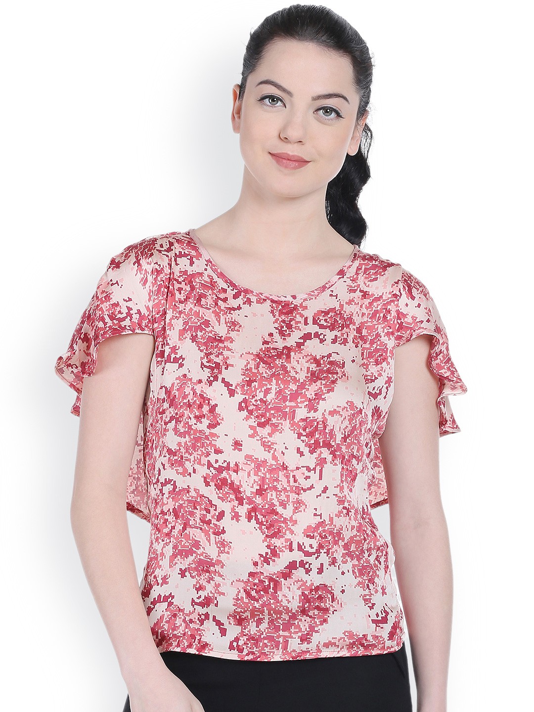 

Style Quotient Women Pink Printed Cape Top