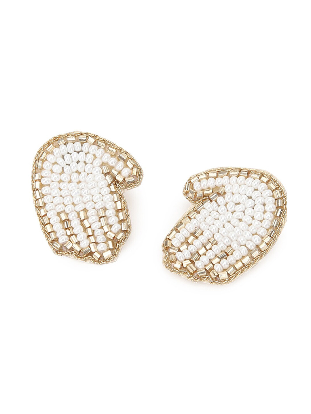

FOREVER 21 White & Gold-Toned Contemporary Studs Earrings