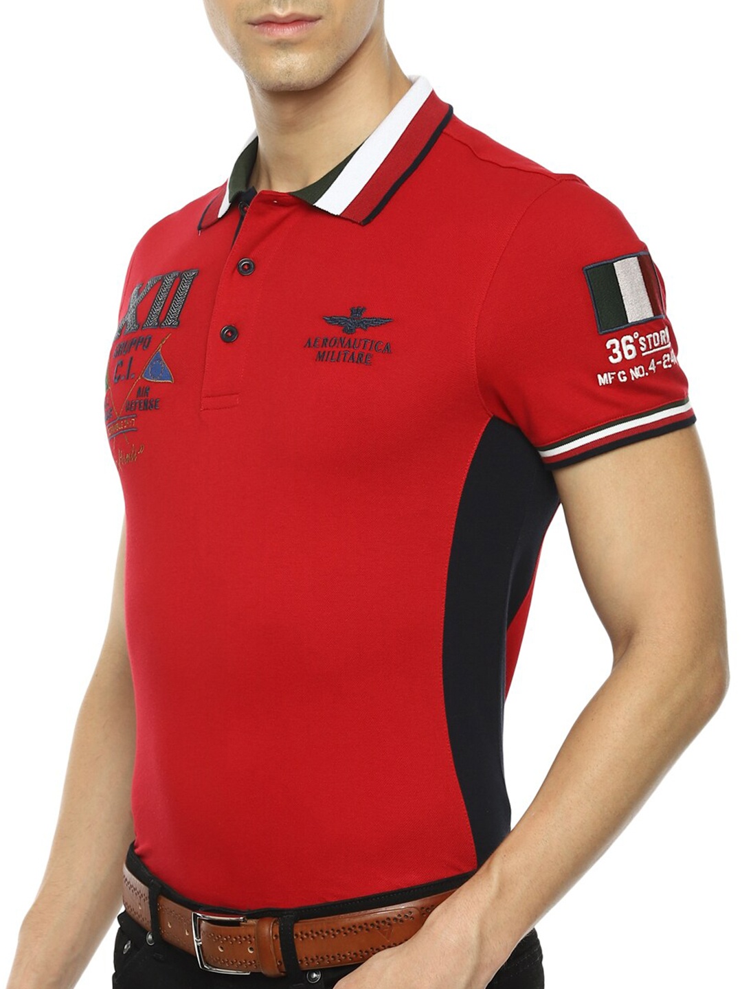 

Aeronautica Militare Men Red Polo Collar T-shirt