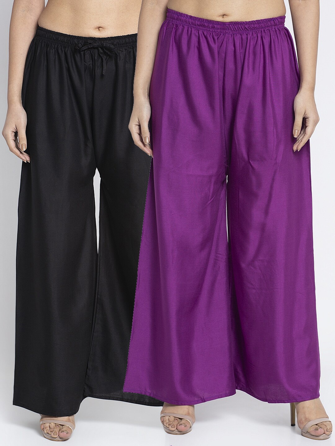 

Jinfo Women Black & Purple 2 Knitted Ethnic Palazzos