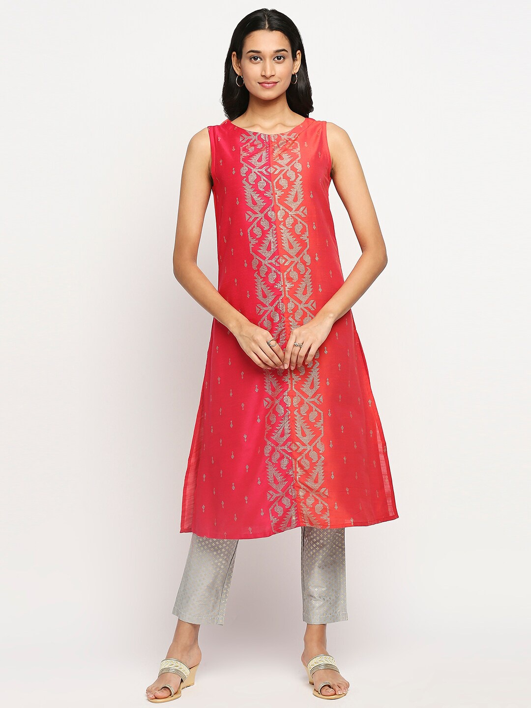 

Ethnicity Women Coral Ethnic Motifs Printed Kurta