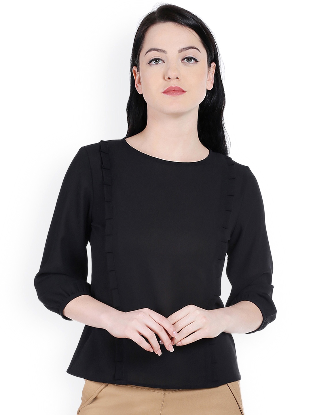 

Style Quotient Women Black Solid Regular Top
