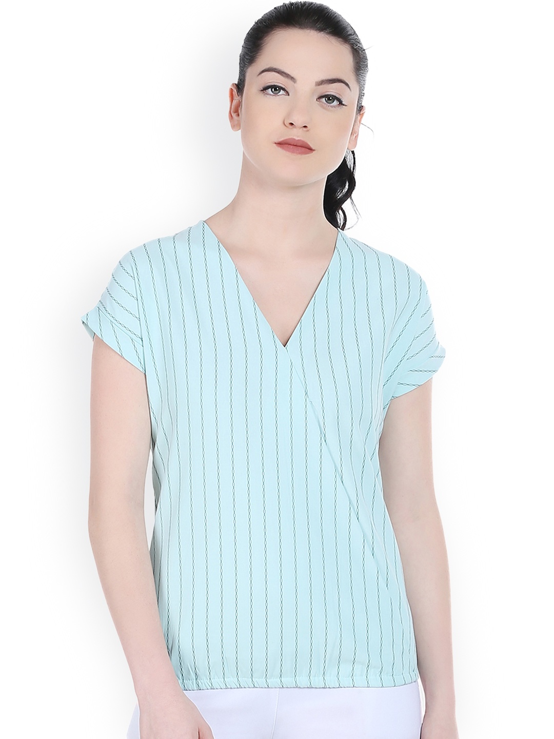 

Style Quotient Women Blue Striped Top