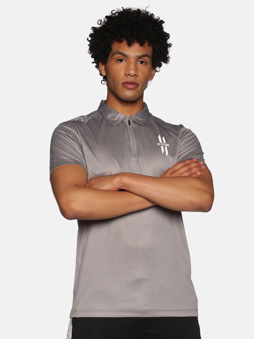 

ATTIITUDE Men Blue Polo Collar Slim Fit T-shirt
