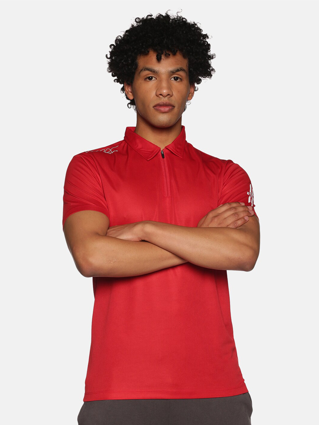 

ATTIITUDE Men Red Polo Collar Slim Fit T-shirt