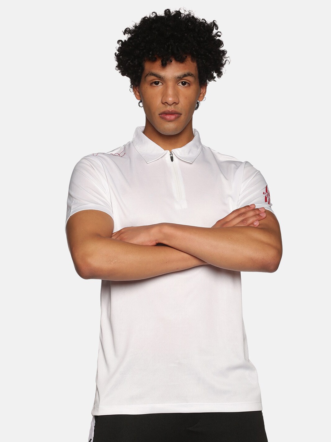 

ATTIITUDE Men White Polo Collar Slim Fit T-shirt