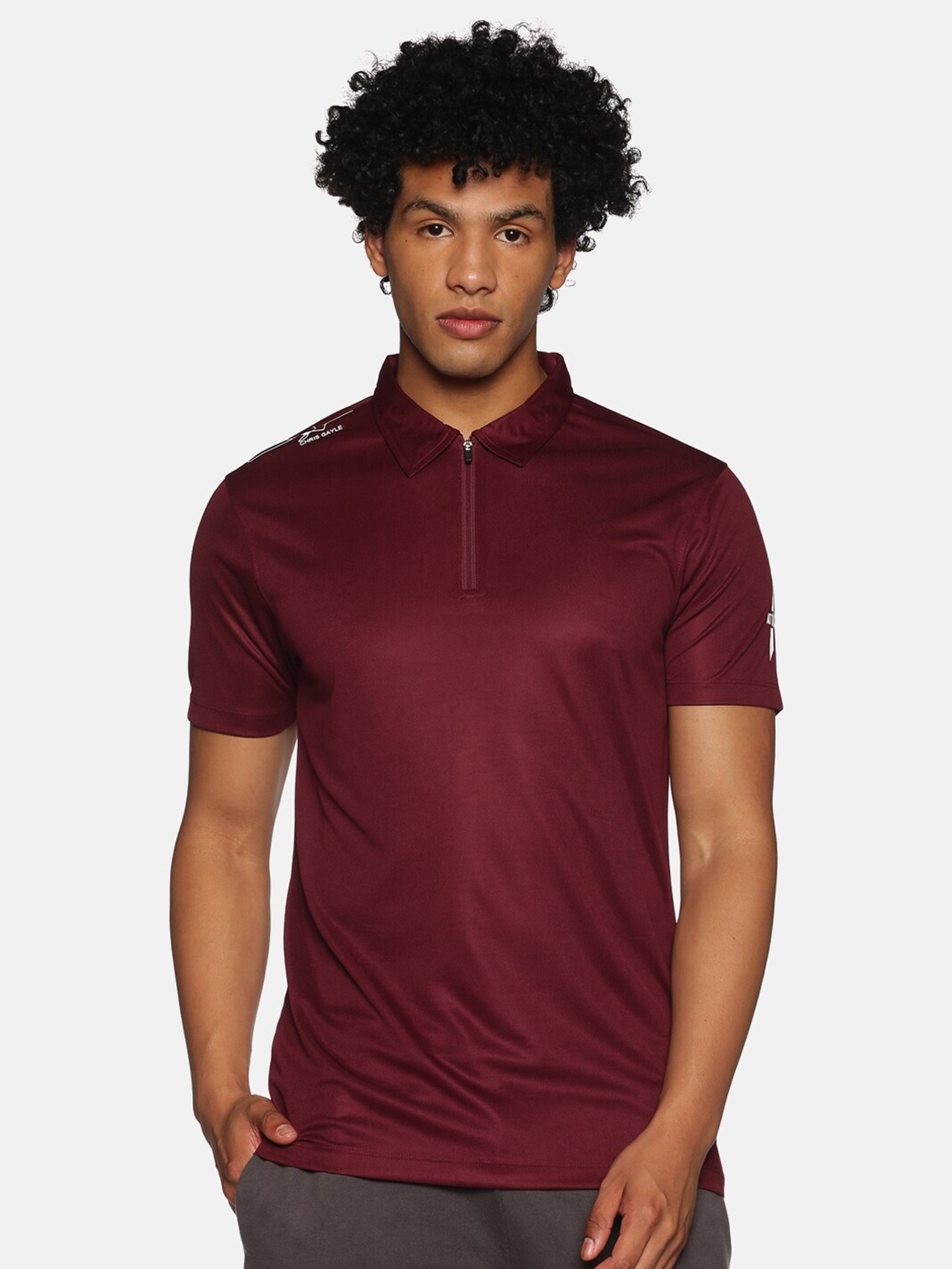

ATTIITUDE Men Maroon Polo Collar Slim Fit T-shirt