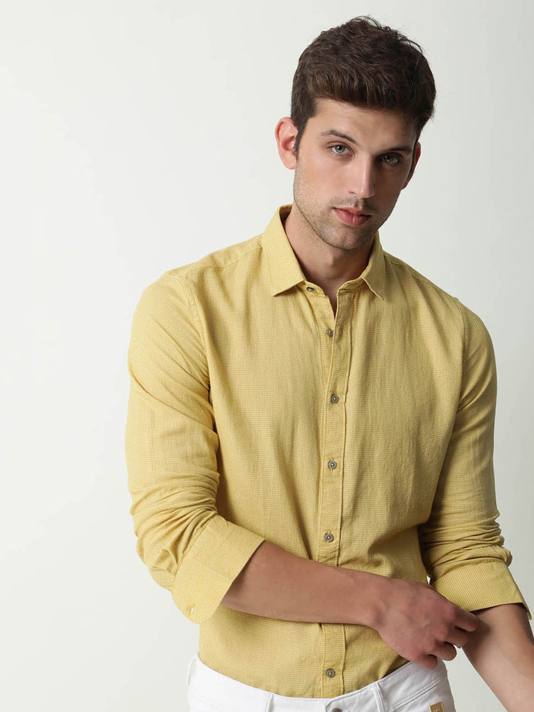 

RARE RABBIT Men Valby Slim Fit Shirt, Mustard