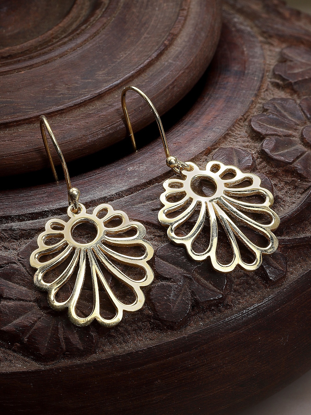 

KUNUZ Gold-Toned 925 Sterling Silver Floral Drop Earrings