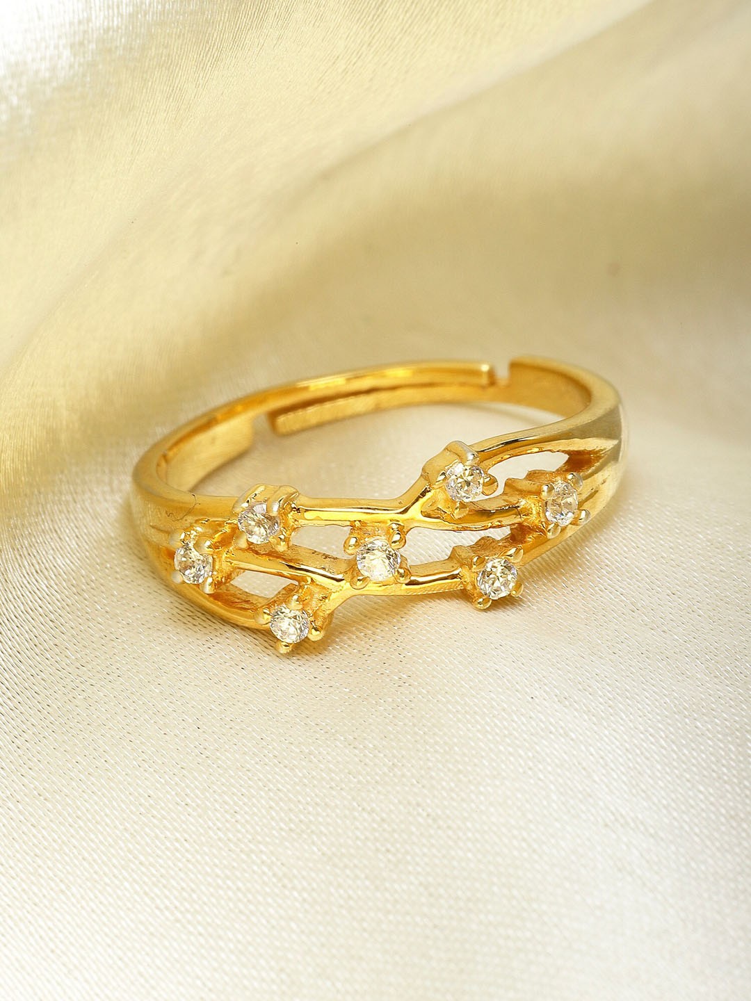 

KUNUZ Gold-Plated 925 Sterling Silver Adjustable Finger Ring