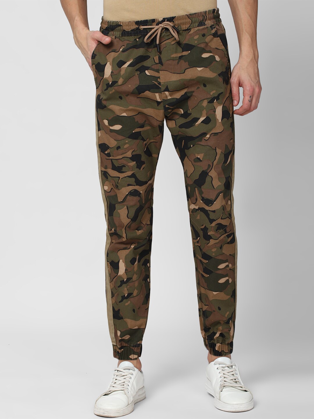

Peter England Casuals Men Olive Printed Regular Fit Cotton Joggers