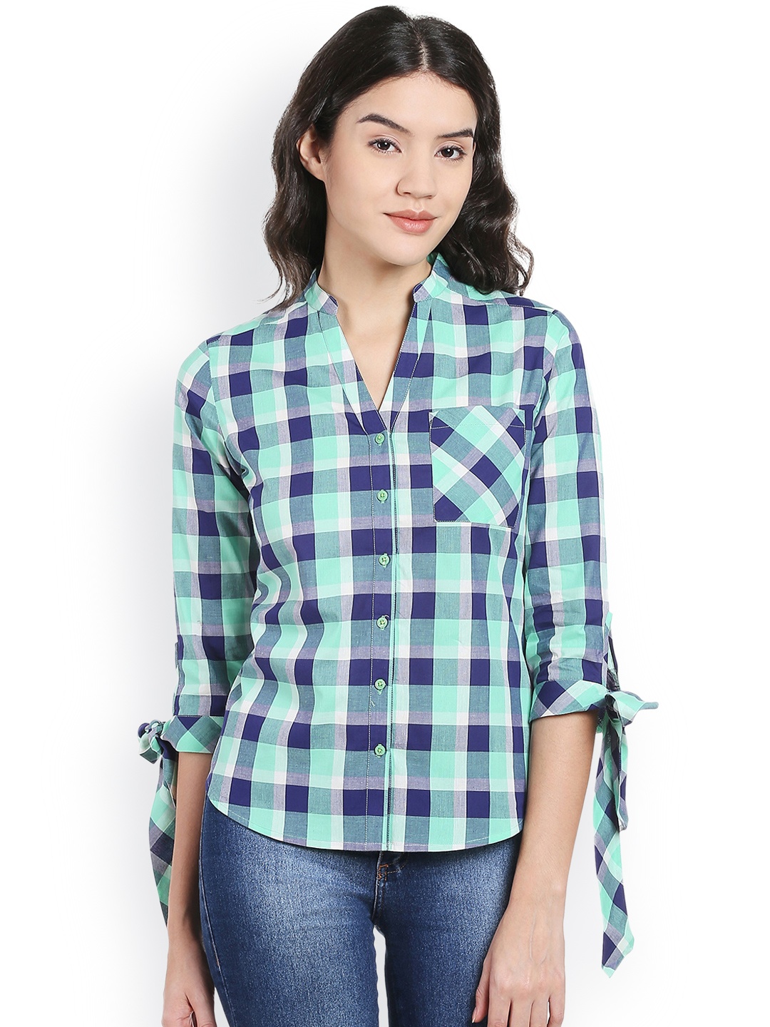 

Style Quotient Women Green Checked Shirt