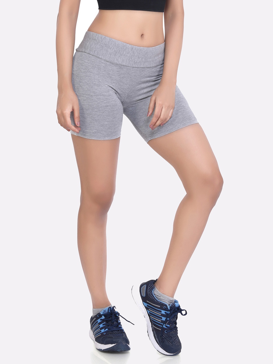 

LAASA SPORTS Women Grey Skinny Fit Training or Gym Sports Shorts