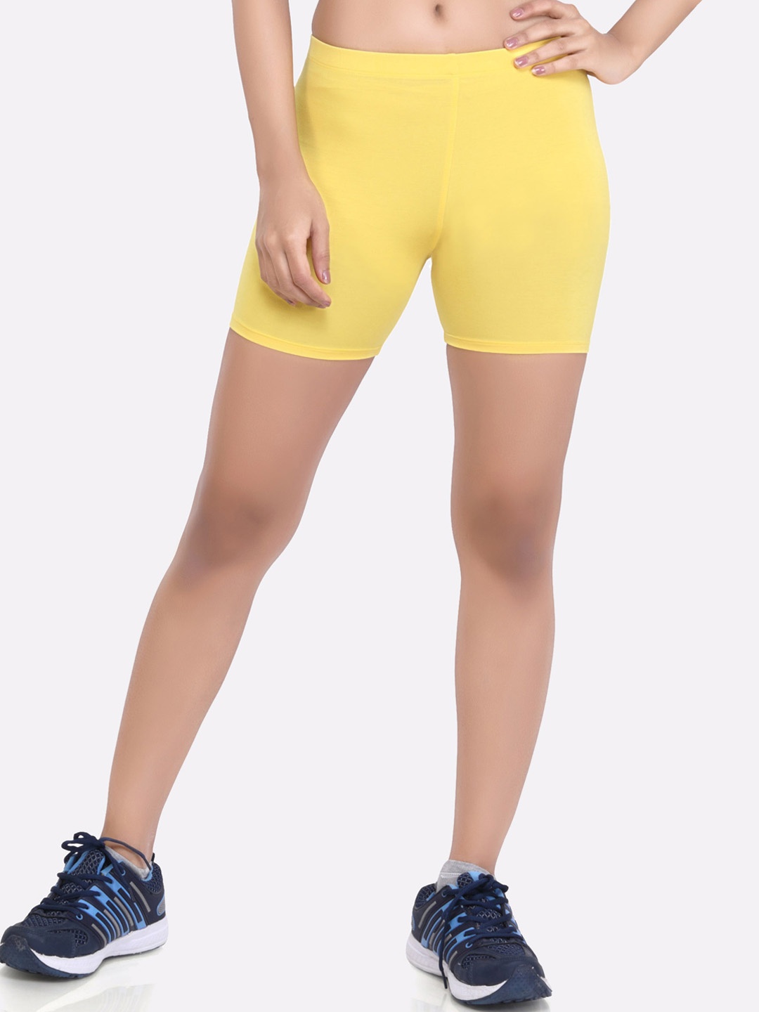 LAASA SPORTS Women Yellow Skinny Fit Training or Gym Sports Shorts