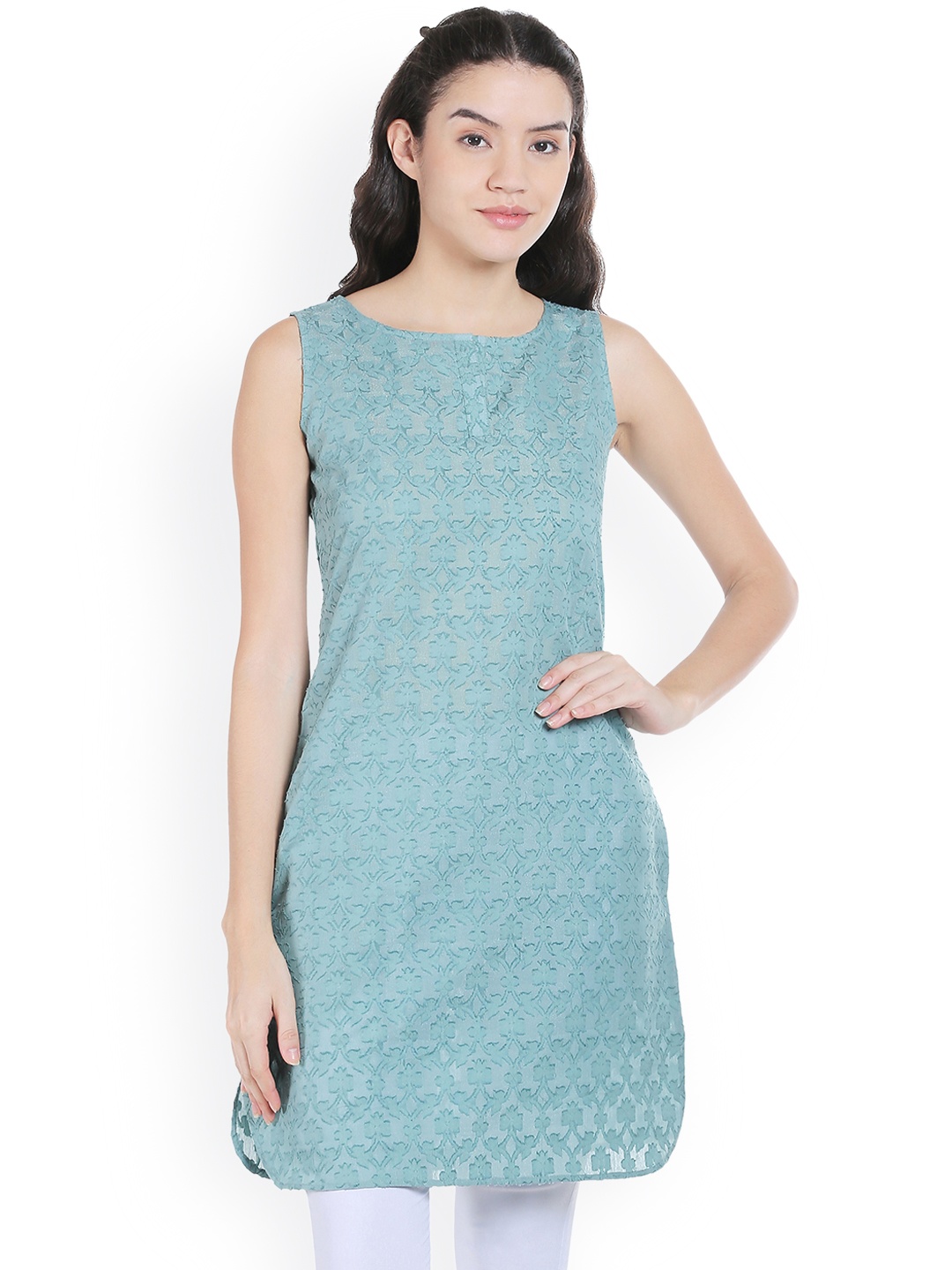 

Style Quotient Women Green Printed Straight Kurta