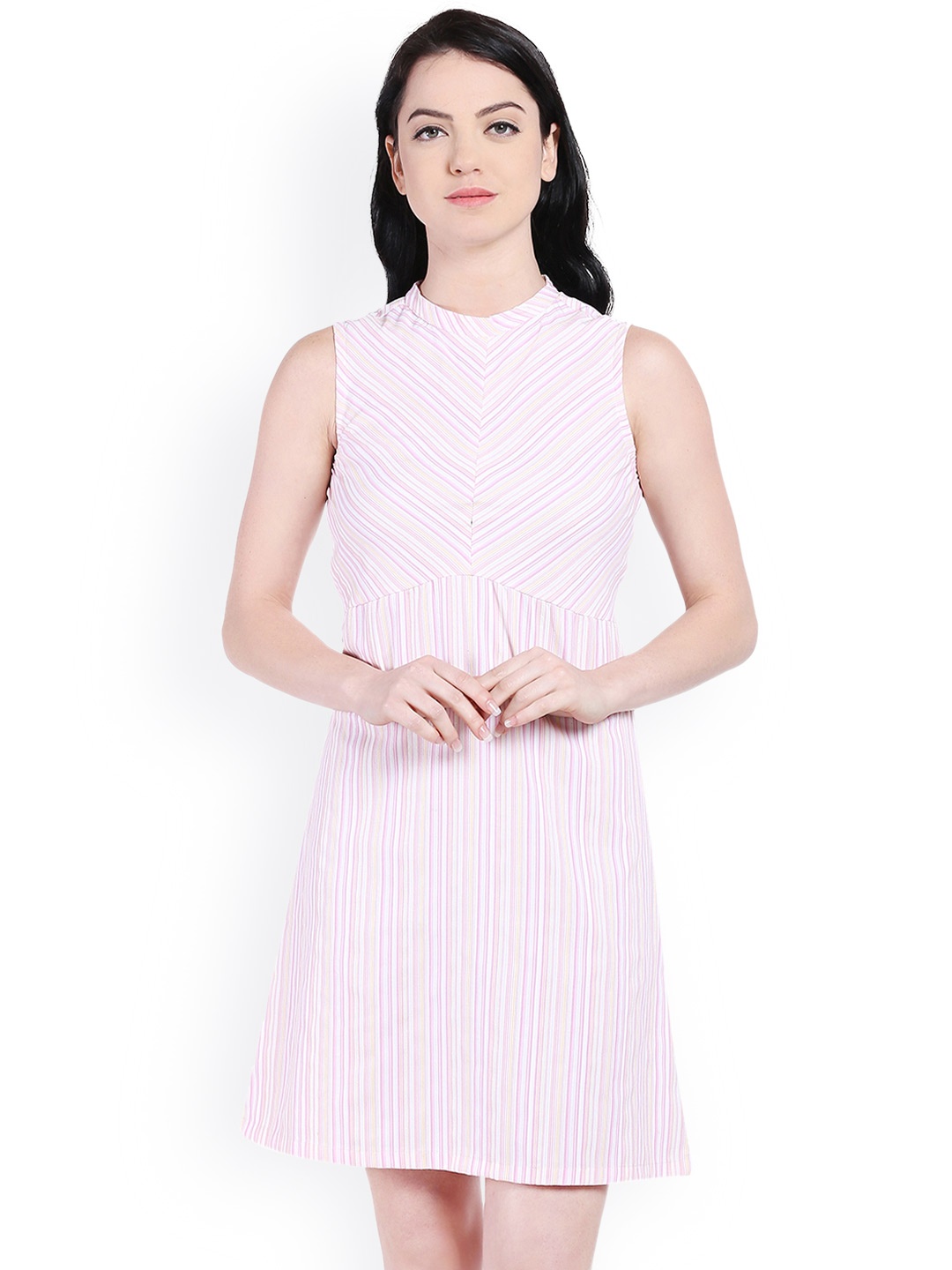 

Style Quotient Women Pink Striped A-Line Dress