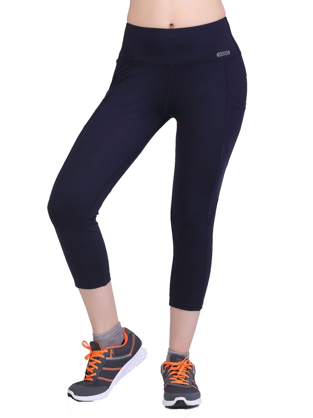 

LAASA SPORTS Women Navy Blue Workout Capris Track Pants