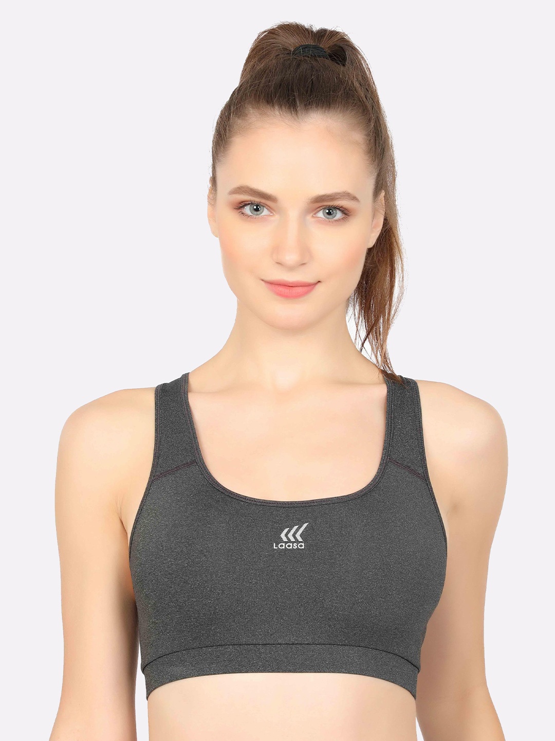 

LAASA SPORTS Grey Moisture Wicking Workout Bra