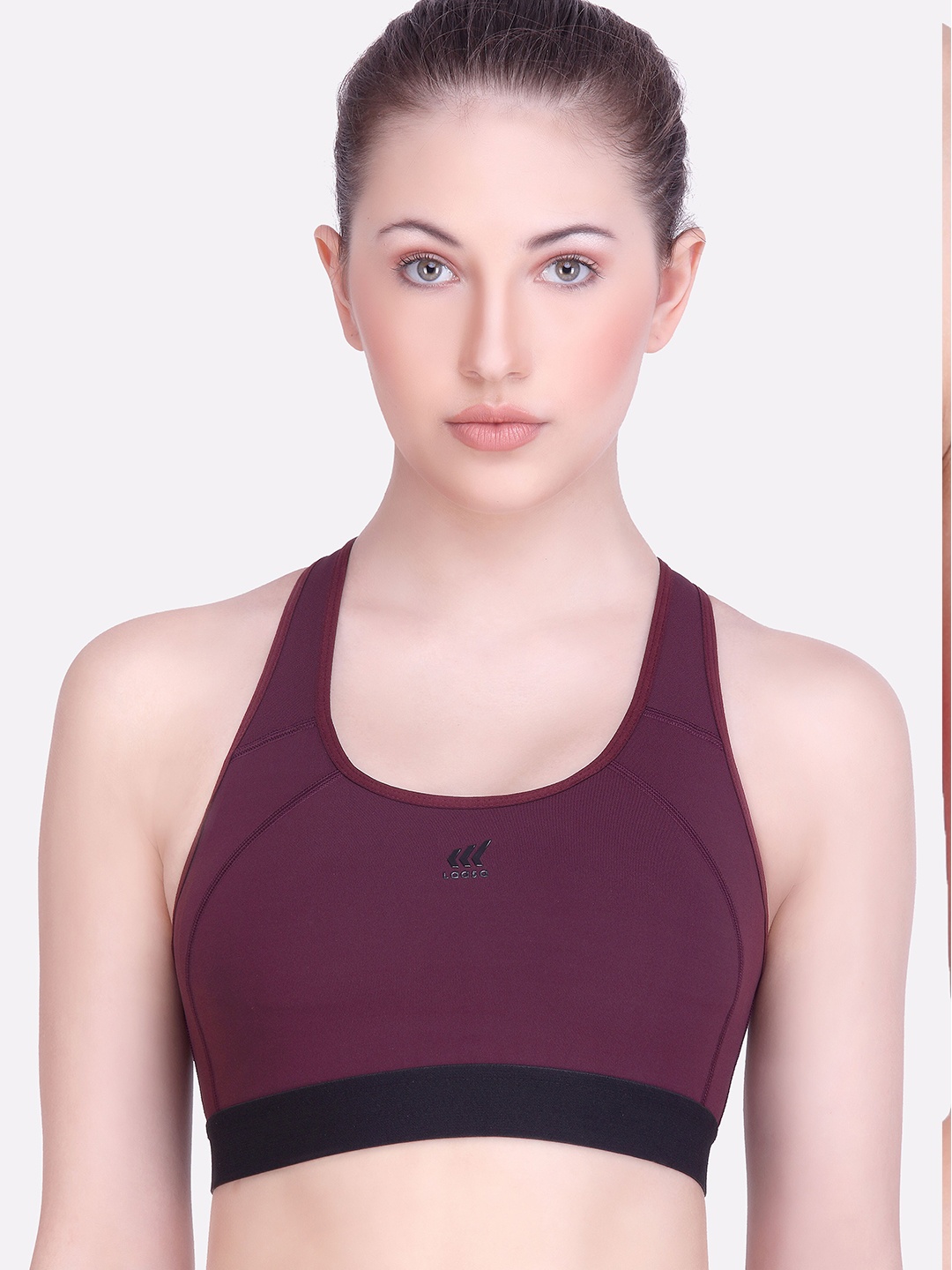 

LAASA SPORTS Burgundy Solid Dry Fit Sports Bra