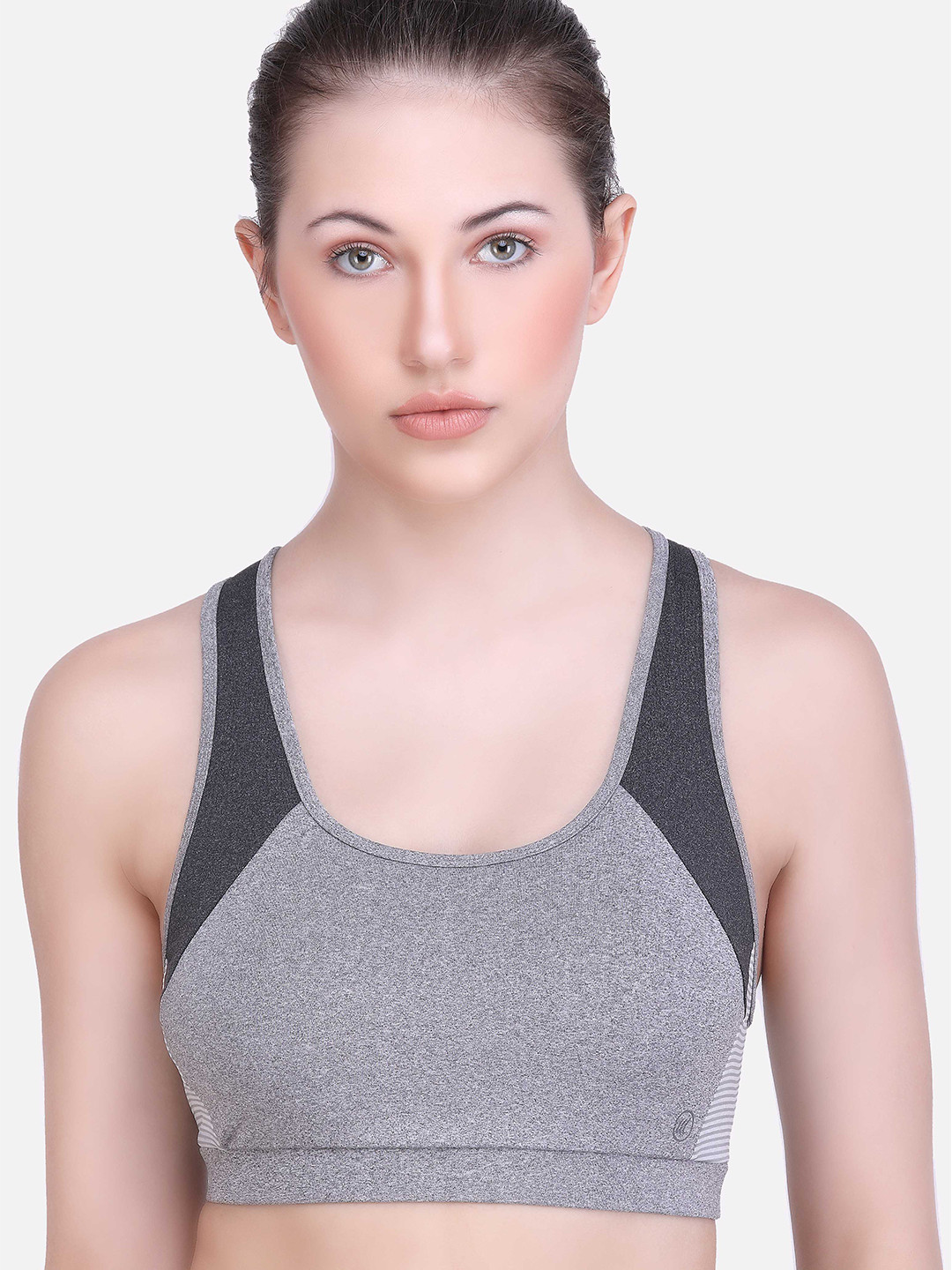 

LAASA SPORTS Grey Dry Fit RacerBack Workout Bra