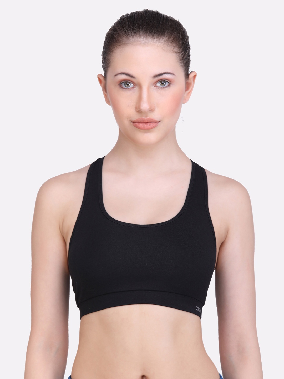 

LAASA SPORTS Black Solid Dry Fit Sports Bra