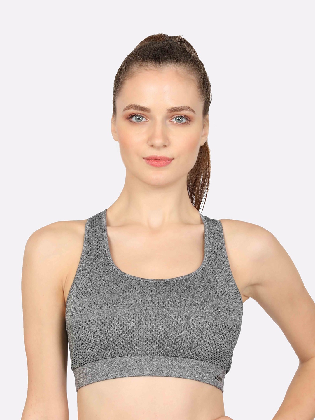 

LAASA SPORTS Grey Melange Dry Fit Technology Racerback Bra