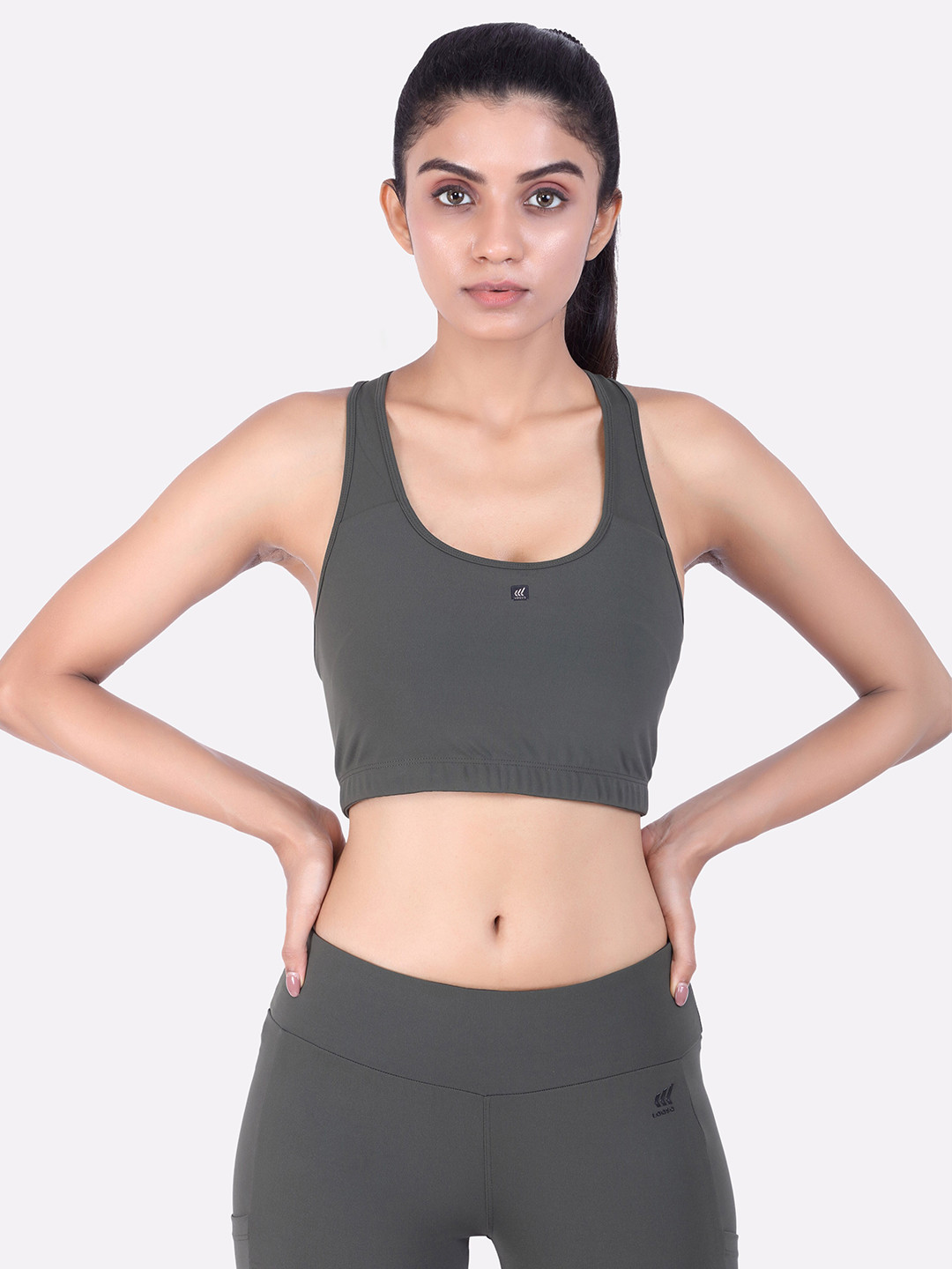 

LAASA SPORTS Charcoal Grey Dry Fit RacerBack Workout Bra