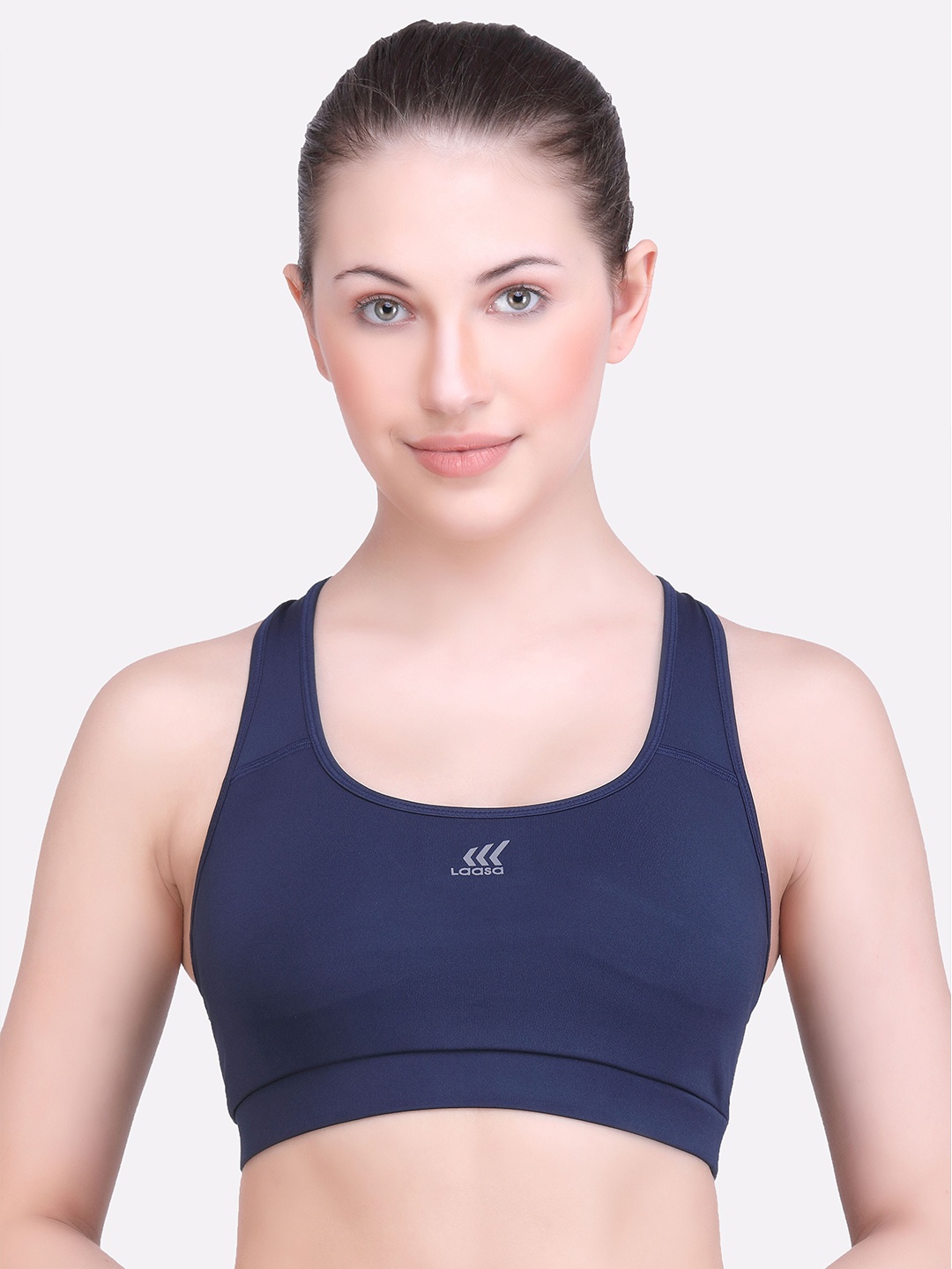 

LAASA SPORTS Blue Cotton Racerback Bra