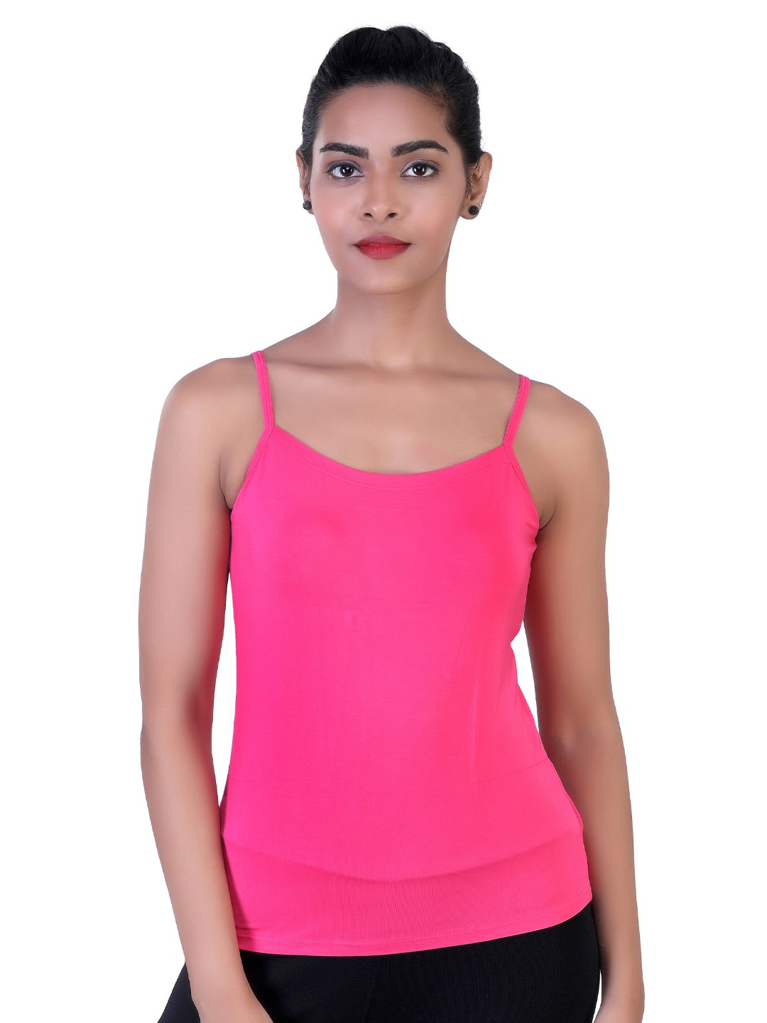 

LAASA SPORTS Women Pink Solid Sleeveless Tank Top