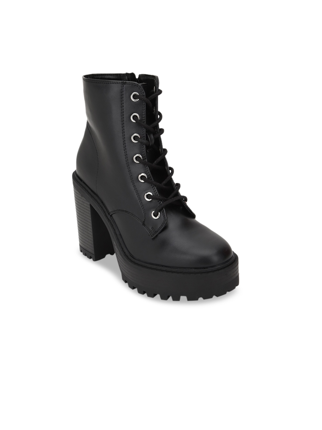 

FOREVER 21 Black PU Platform Heeled Boots