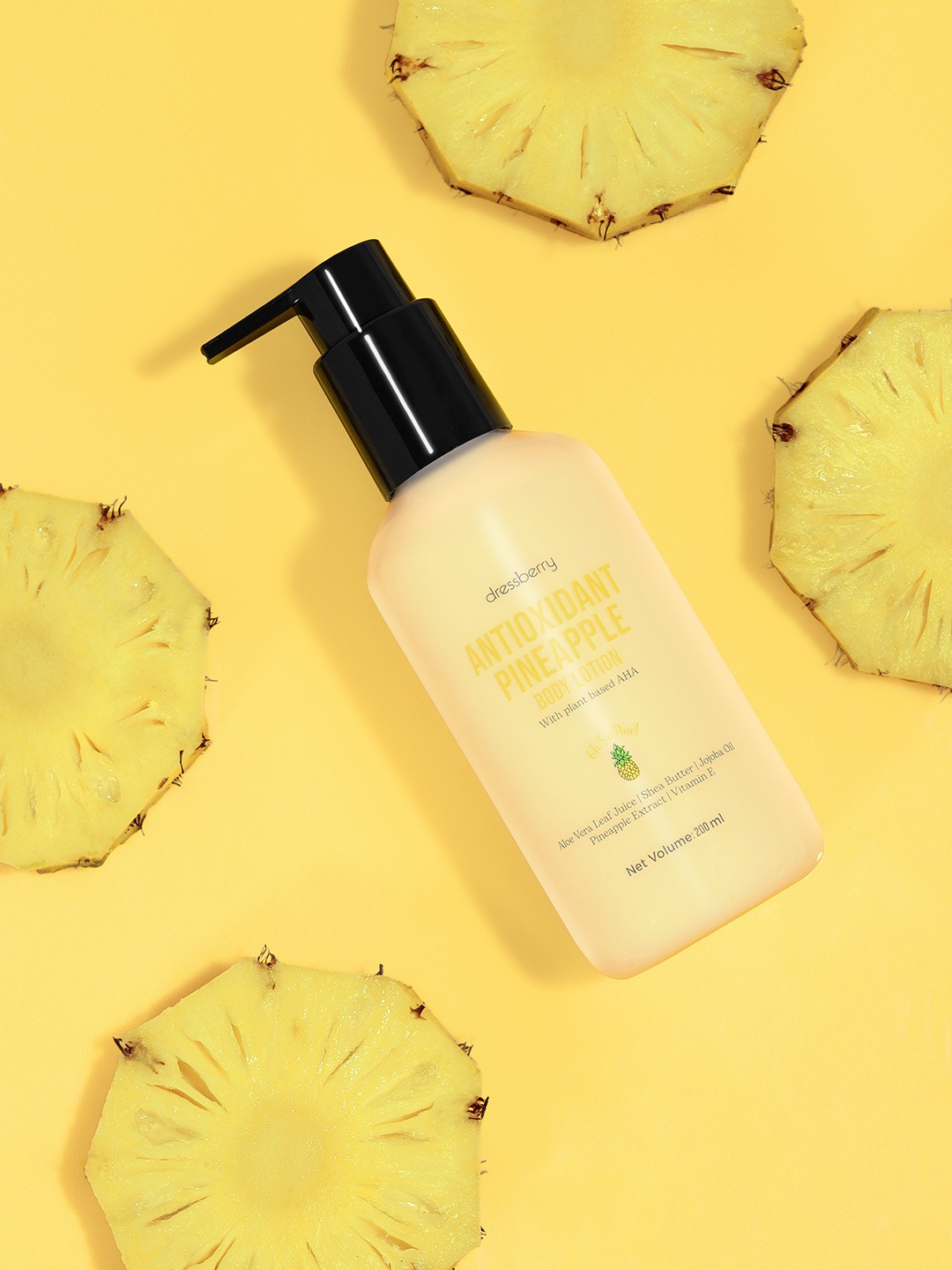 

DressBerry Antioxidant Pineapple Oh So Pine Body Lotion with Plant Based AHA 200ml, Yellow