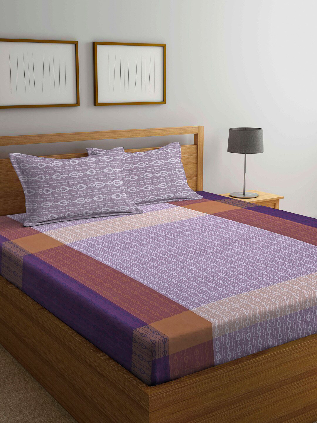 

Arrabi Multicoloured 300 TC Super King Ethnic Motifs Cotton Bedsheet with 2 Pillow Covers, Multi