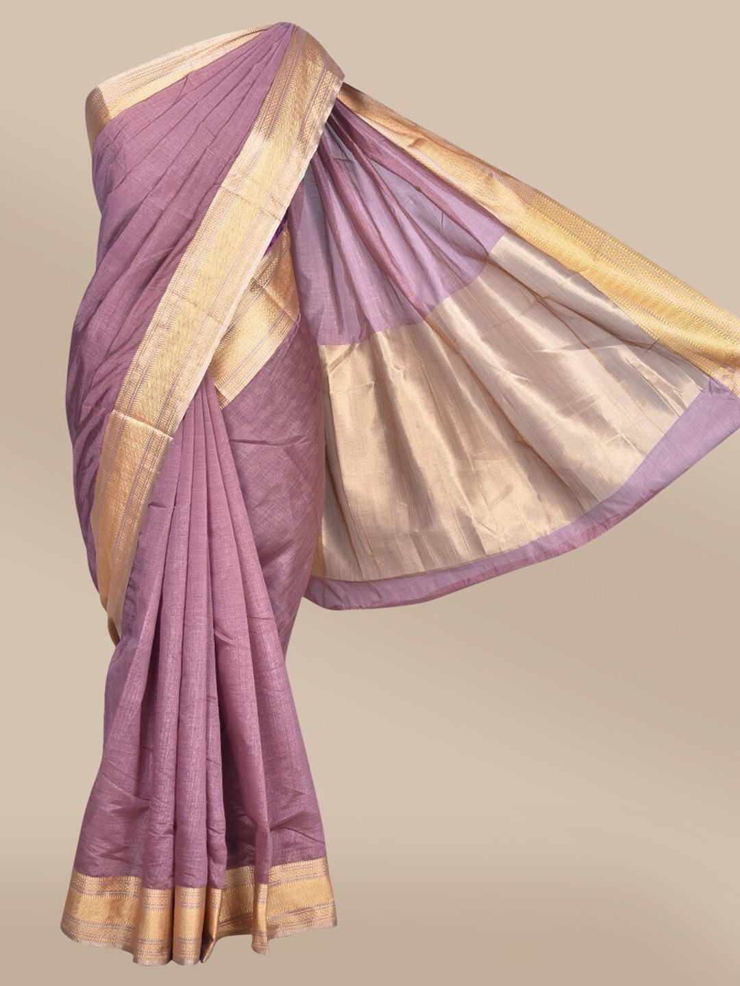 

The Chennai Silks Brown & Gold-Toned Zari Fusion Banarasi Semi Dupion Saree