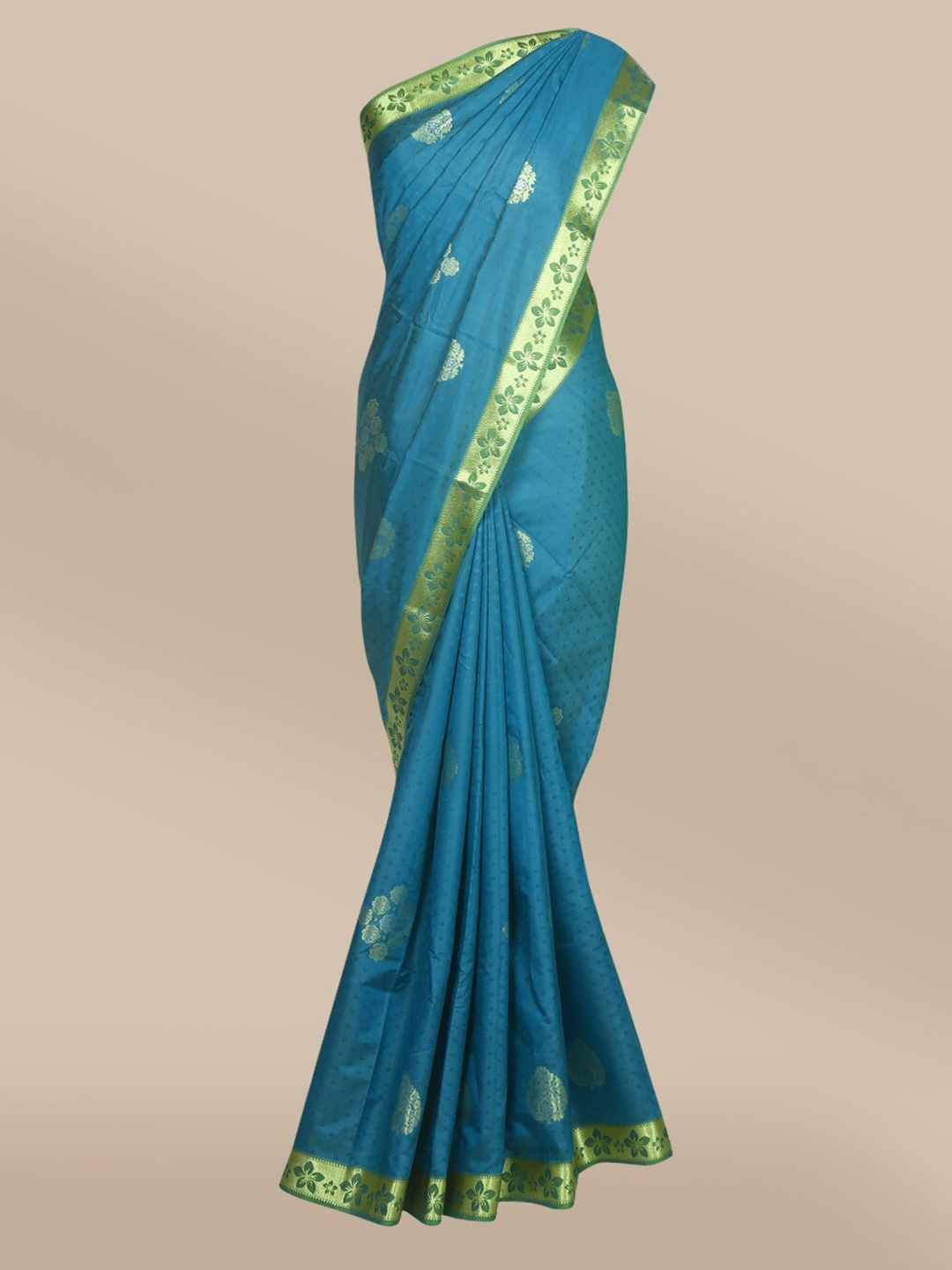 

The Chennai Silks Green & Blue Woven Design Art Silk Saree