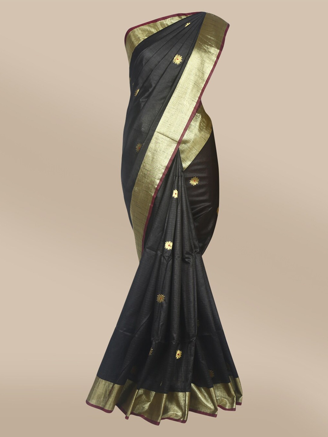 

The Chennai Silks Black & Red Woven Design Zari Fusion Banarasi Saree