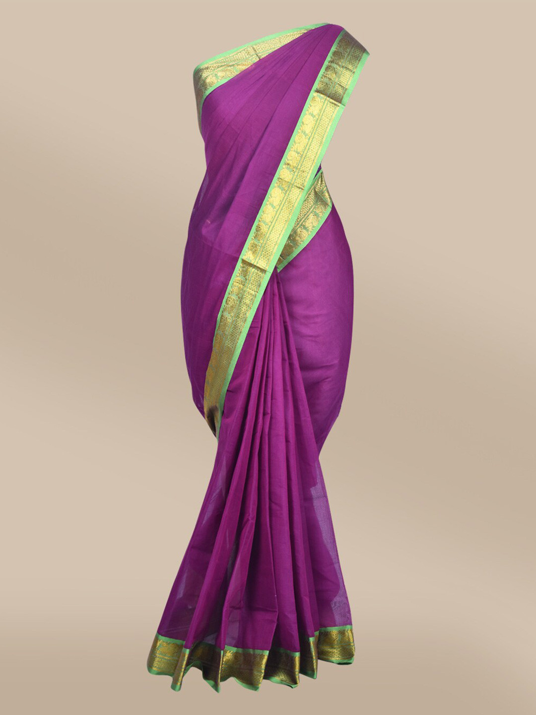 

The Chennai Silks Violet & Green Zari Fusion Saree